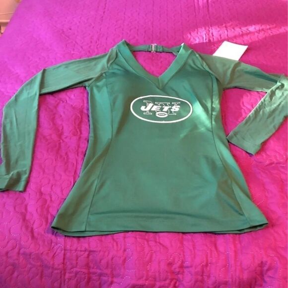 Brand new New York Jets halter mesh sleeves shirt V-neck super cute - Picture 1 of 5